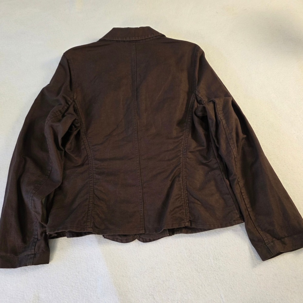 Talbots Brown Irish Linen Blend Blazer Jacket Women 14 Herringbone 2-Button - Picture 2 of 6